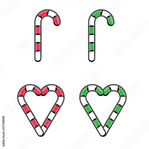 vector cartoon christmas candy cane. White background