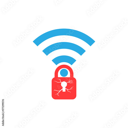 The Key Reinstallation Attack (KRACK), Wi-Fi security flaw symbol.  photo