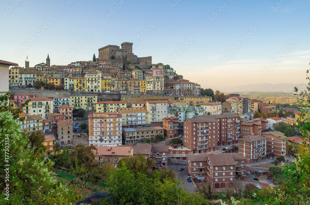 Soriano nel Cimino, Italy - A little town in central Italy, Tuscia region, famous for the beechwood forest of Monte Cimino, World Heritage Site, and for the historic center with medieval castle
