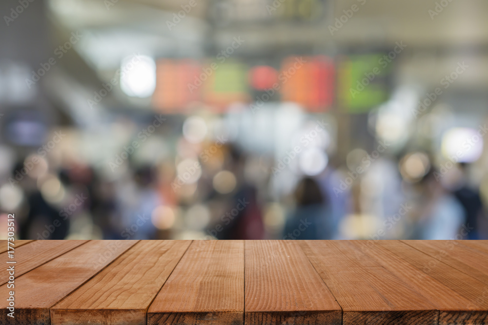  Empty top of wooden table or counter with summer landscape blue sky clouds Vibrantly colorful background. For product display,can be used for montage or display your products