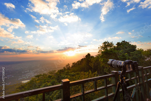 View Point at sunrise, Chiangmai and cameras.