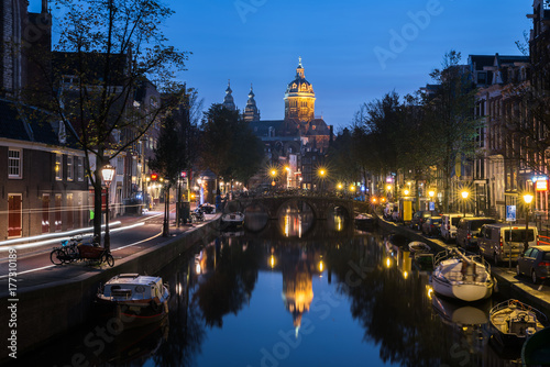 Basilica of St Nicholas Amsterdam Reflection Night