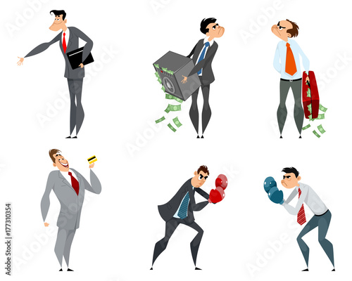 Set of six businessmen