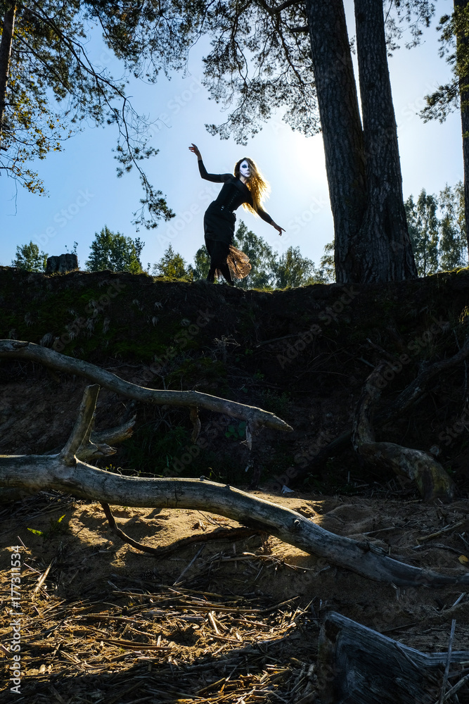 the witch in the dark forest on Halloween the witch in the dark forest on Halloween