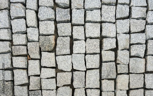 New construction of granite cobblestone path