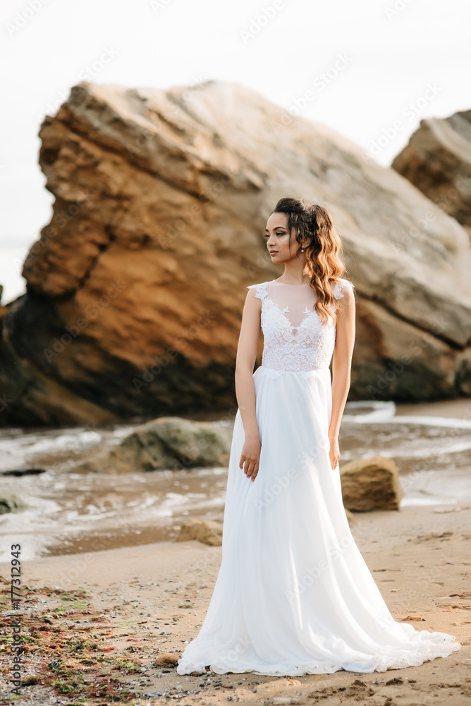 bride on the shore of the black sea
