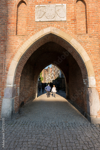 Archway onto Mariacka street in old town Gdansk Poland © steheap