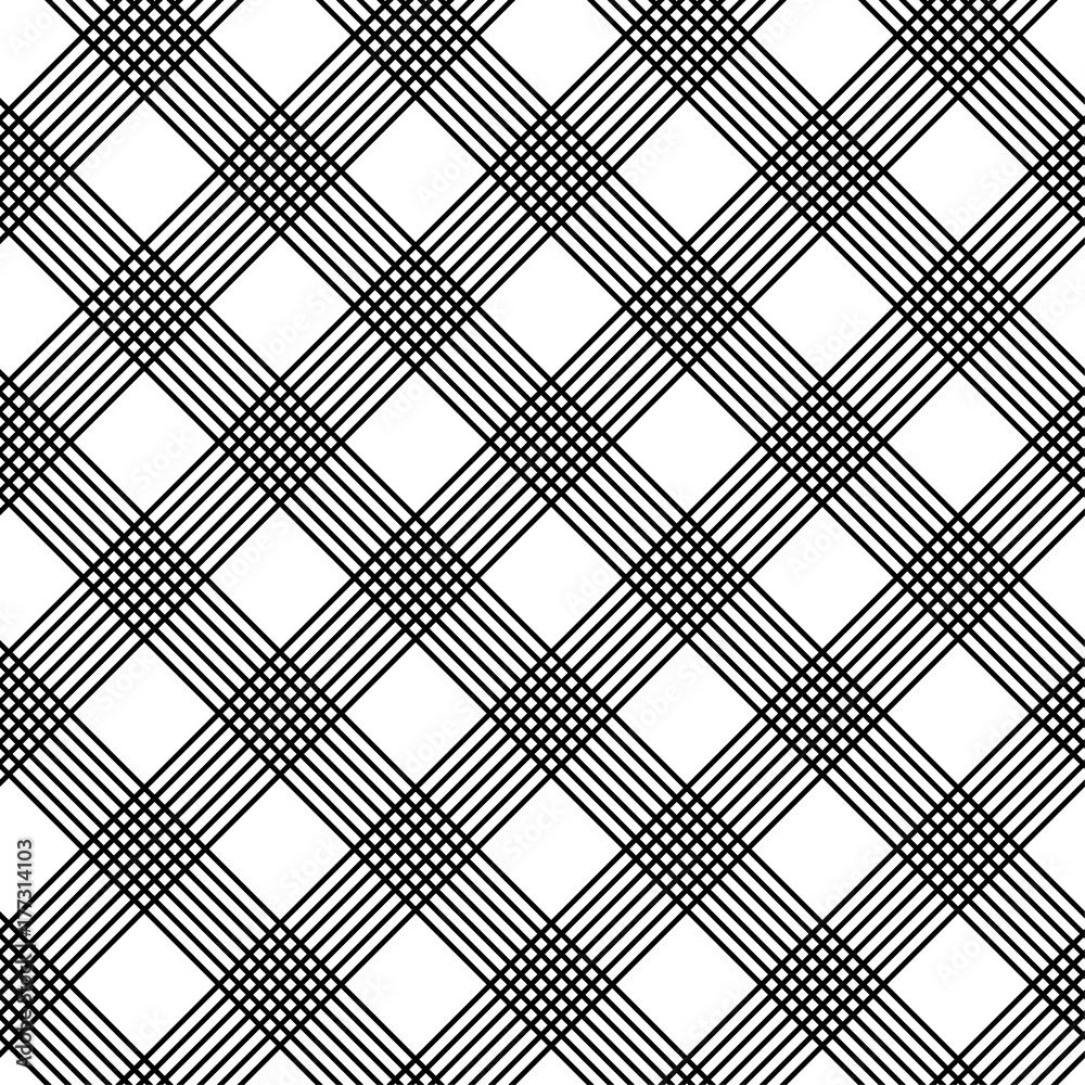 Fototapeta premium Black geometric ornament on white background. Seamless pattern