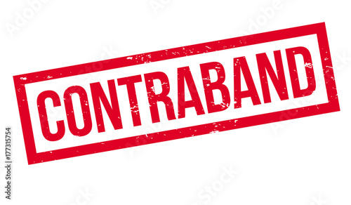 Contraband rubber stamp. Grunge design with dust scratches. Effects can be easily removed for a clean, crisp look. Color is easily changed.