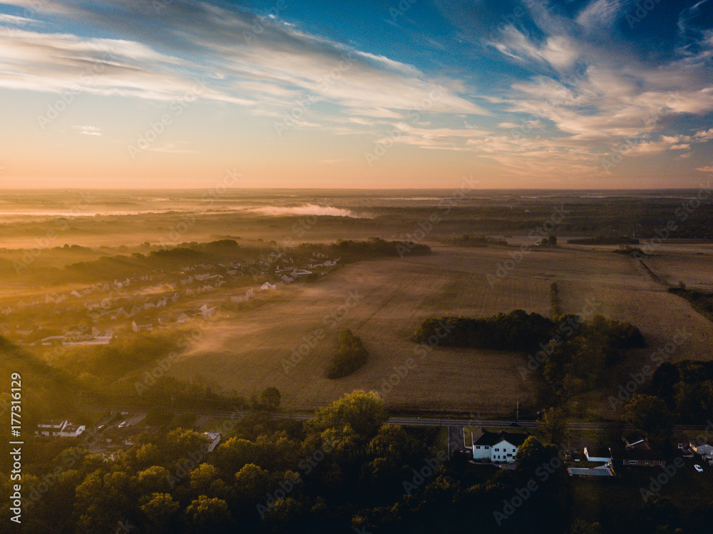 Naklejka premium Aerial Sunrise in Princeton New Jersey