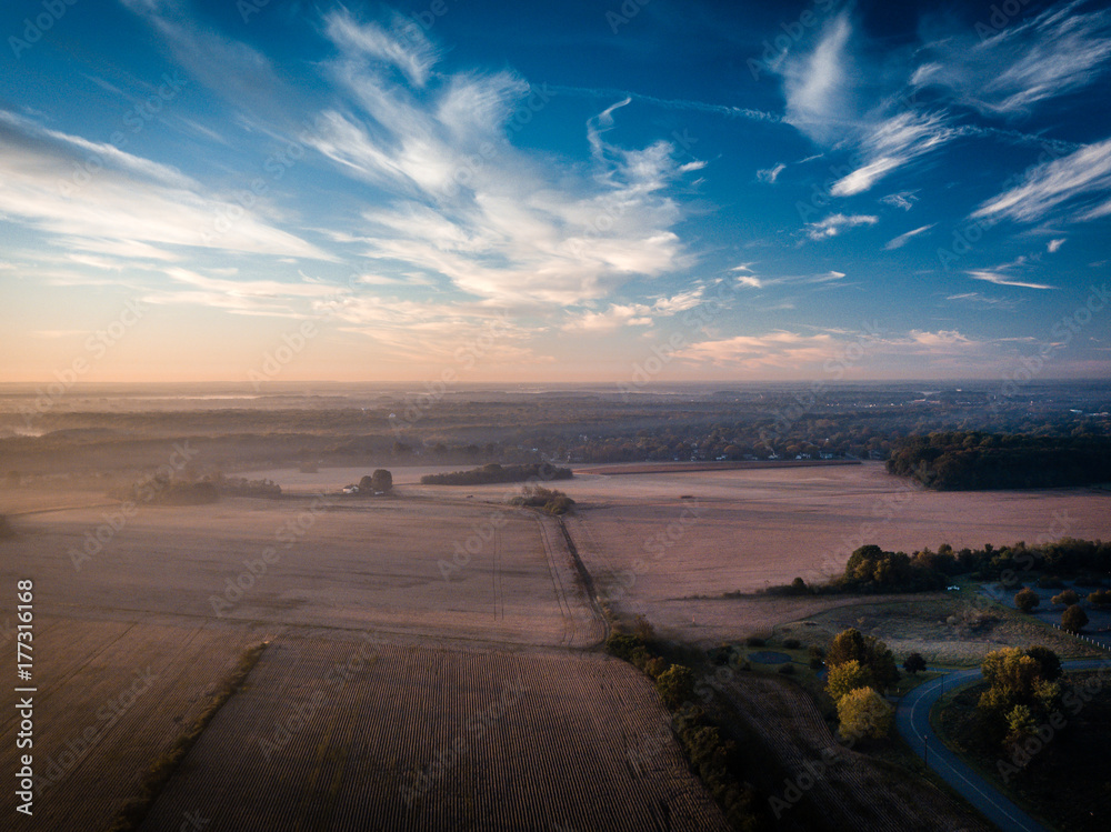 Obraz premium Aerial Sunrise in Princeton New Jersey