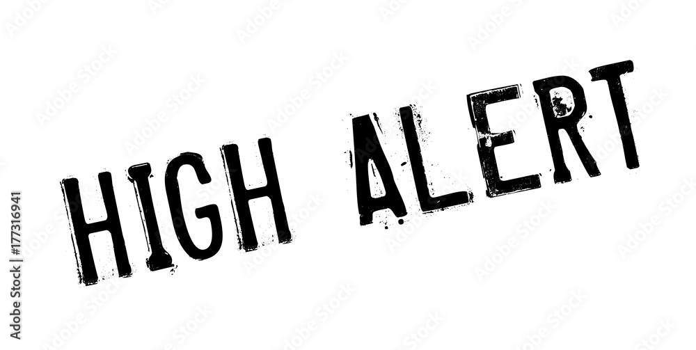 High Alert rubber stamp. Grunge design with dust scratches. Effects can be easily removed for a clean, crisp look. Color is easily changed. High Alert rubber stamp. Grunge design with dust scratches. Effects can be easily removed for a clean, crisp look. Color is easily changed.