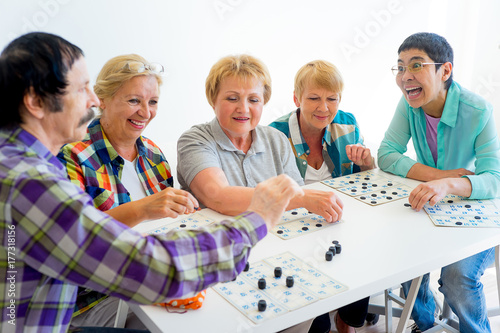 Seniors playing bingo