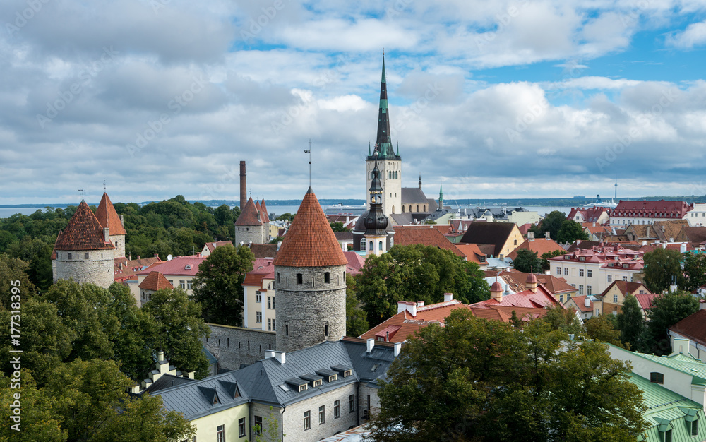Panorama over old town of Tallinn in Estonia