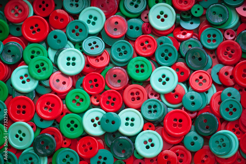 Christmas colour sewing buttons. Toned. Vintage.