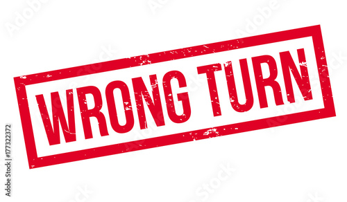 Wrong Turn rubber stamp. Grunge design with dust scratches. Effects can be easily removed for a clean, crisp look. Color is easily changed.