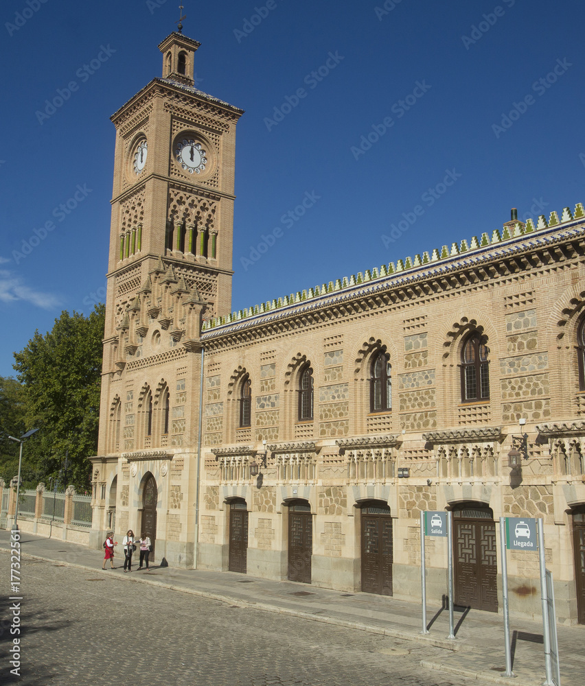 Toledo, Castilla - La Mancha / Spain. October 19, 2017. Train station, inaugurated in 1919 and restored in 2005 stands out for its architectural style