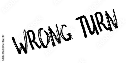 Wrong Turn rubber stamp. Grunge design with dust scratches. Effects can be easily removed for a clean, crisp look. Color is easily changed.