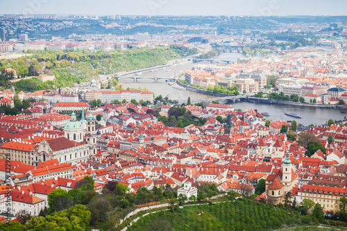 Panoramic view of Prague with Vltava river