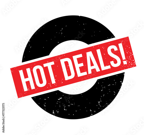 Hot Deals rubber stamp. Grunge design with dust scratches. Effects can be easily removed for a clean, crisp look. Color is easily changed.
