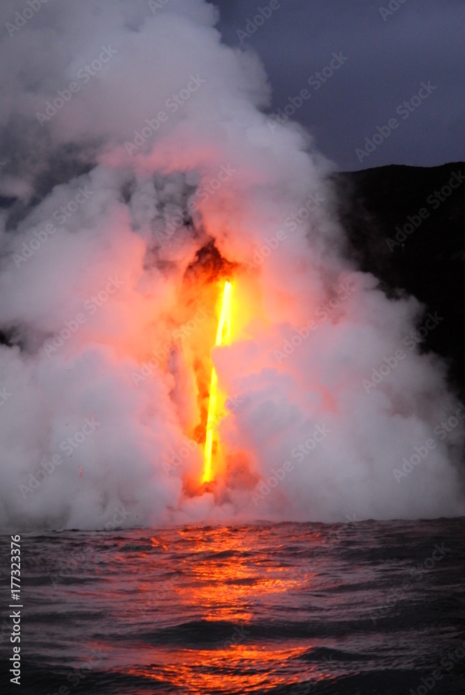 Volcano in Hawaii Lava in the Sea
