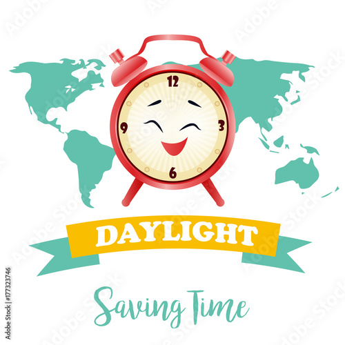 Banner for Daylight Saving Time with alarm clock