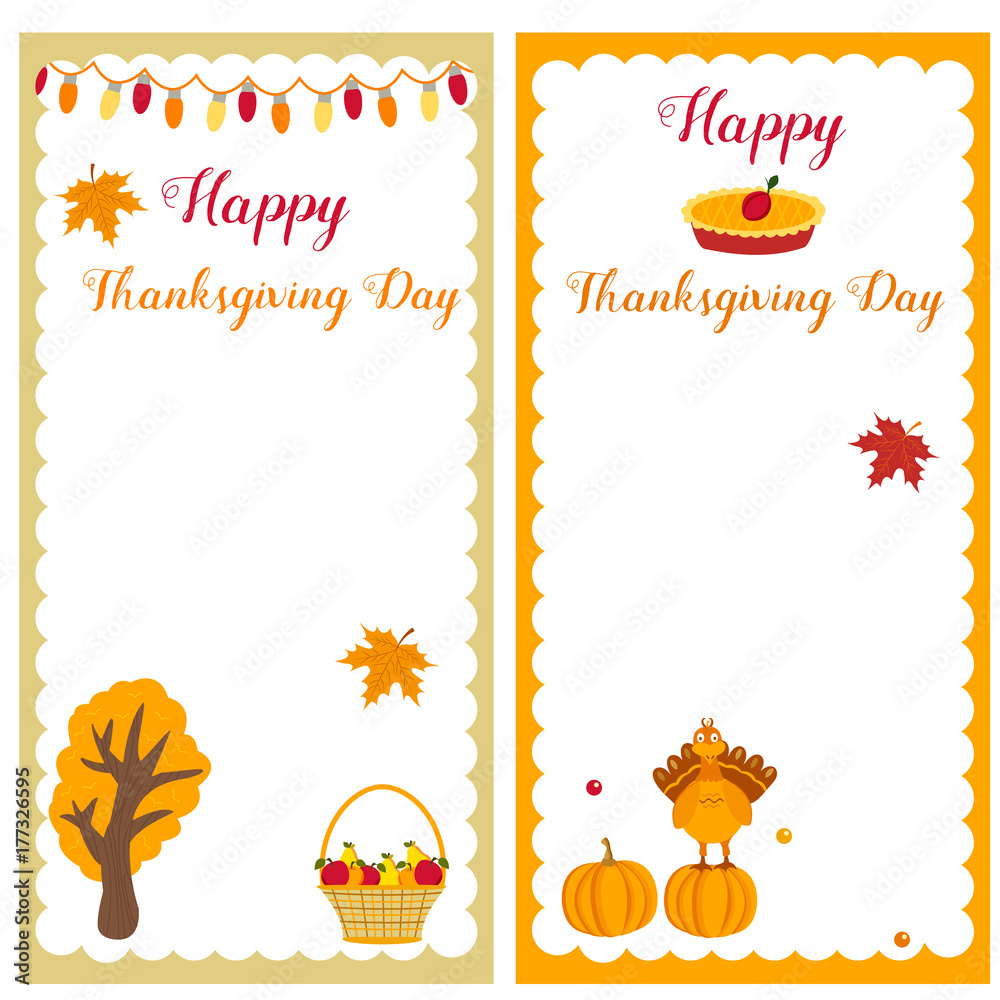Set of Thanksgiving templates. Perfect for invitations or notes Set of Thanksgiving templates. Perfect for invitations or notes