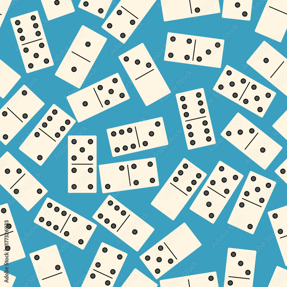 Seamless pattern with Domino on blue background. Seamless pattern with Domino on blue background.