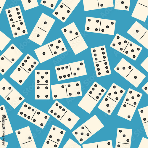 Seamless pattern with Domino on blue background.