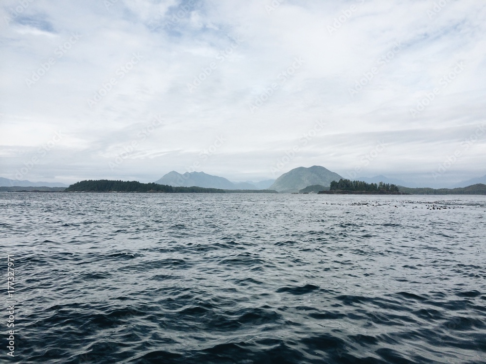 View of british columbia coast line from water View of british columbia coast line from water