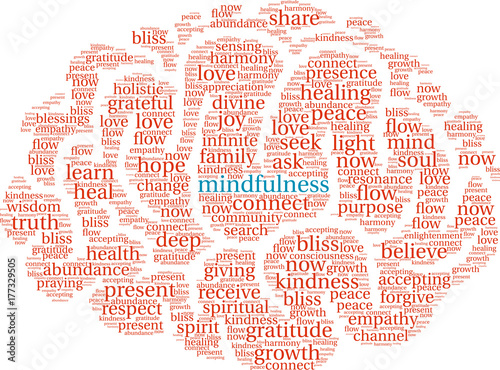 Mindfulness Word Cloud on a white background. 
