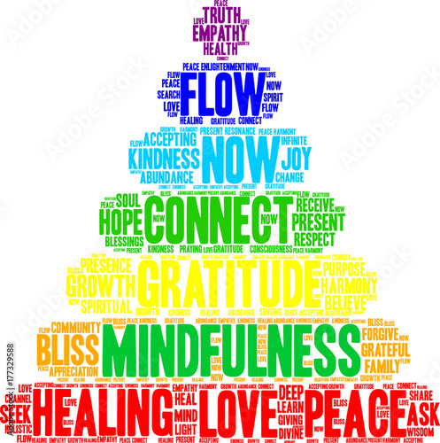 Samolepka Mindfulness Word Cloud on a white background.