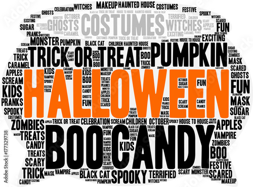 Halloween Word Cloud on a white background. 