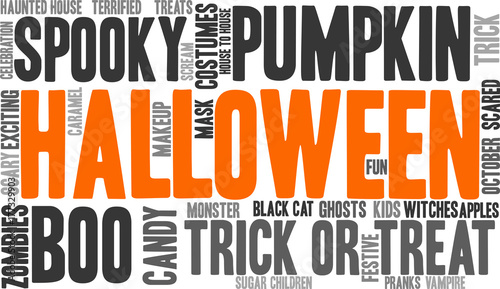 Halloween Word Cloud on a white background. 