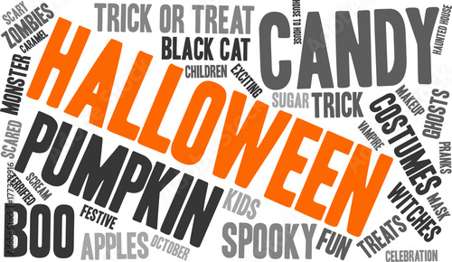 Halloween Word Cloud on a white background.