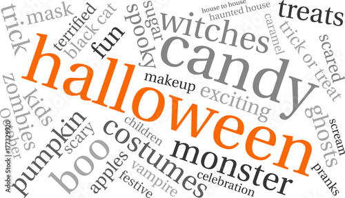 Halloween Word Cloud on a white background. 