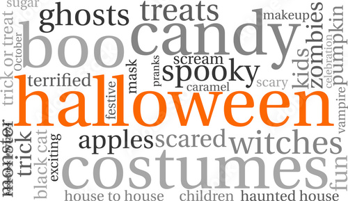 Halloween Word Cloud on a white background.