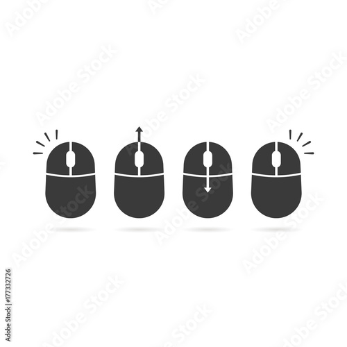 collection of black scroll and click icon