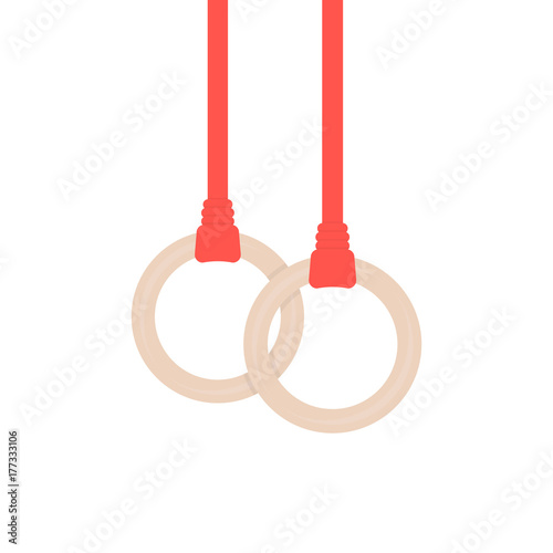 gymnastic rings hanging on red rope