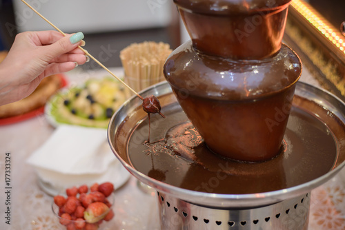Chocolate fountain in action