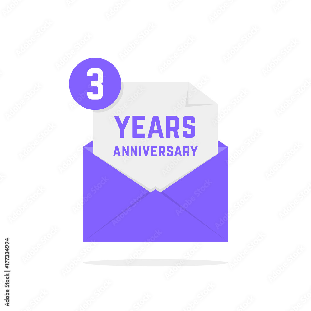 3 years anniversary icon in lilac letter 3 years anniversary icon in lilac letter