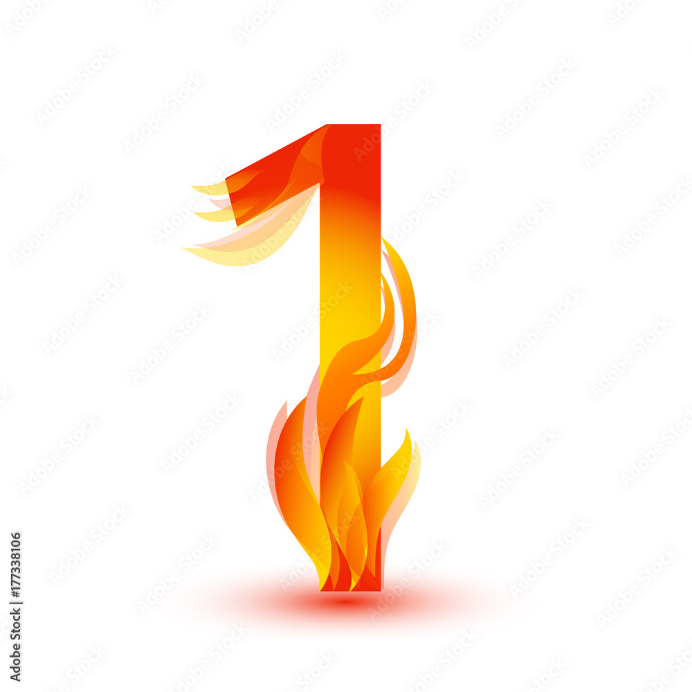 Number 1 in fire flame icon vector Stock Vector | Adobe Stock