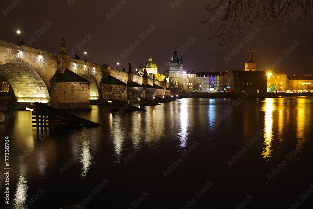 Charles Bridge in Prague by Night