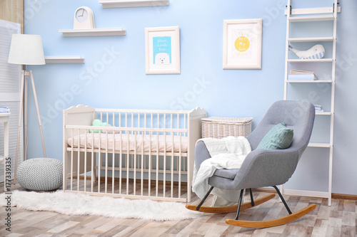 Baby bedroom design with wh...