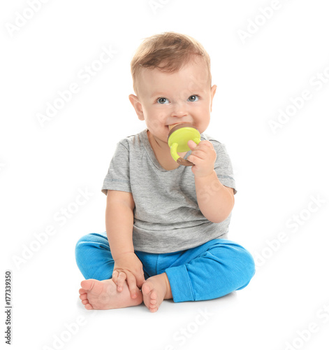 Adorable little baby with n...