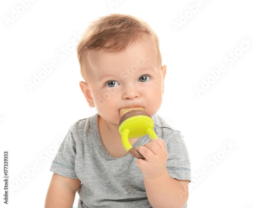 Adorable little baby with n...