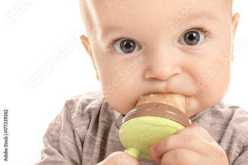 Adorable little baby with n...
