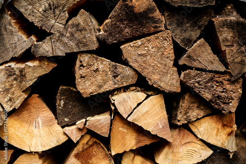 Side view of chopped wood