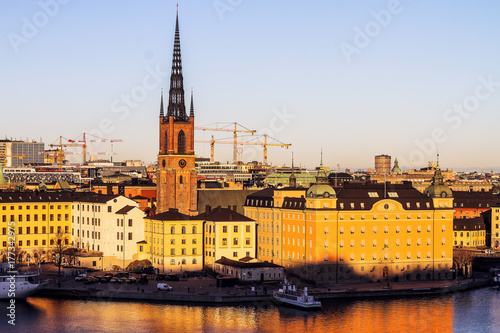 Riddarholmen Church (Stockholm) - view of the old city at sunset
