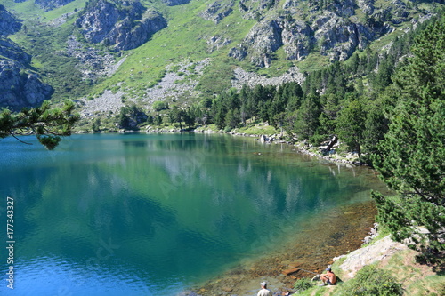 Fototapeta Naklejka Na Ścianę i Meble -  Pyrenean lake in Ariege, Occitanie in South of France